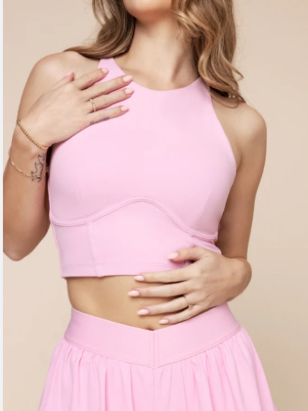 POPFLEX Active Cleo Corset Crop Bralette Bubblegum Pink 1X NWT